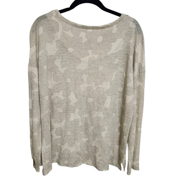 Gudrun Sjoden Medium Beige Floral Pattern Long Sleeve Top Sweater - Picture 6 of 7
